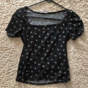 Black Floral Prink Women’s Top